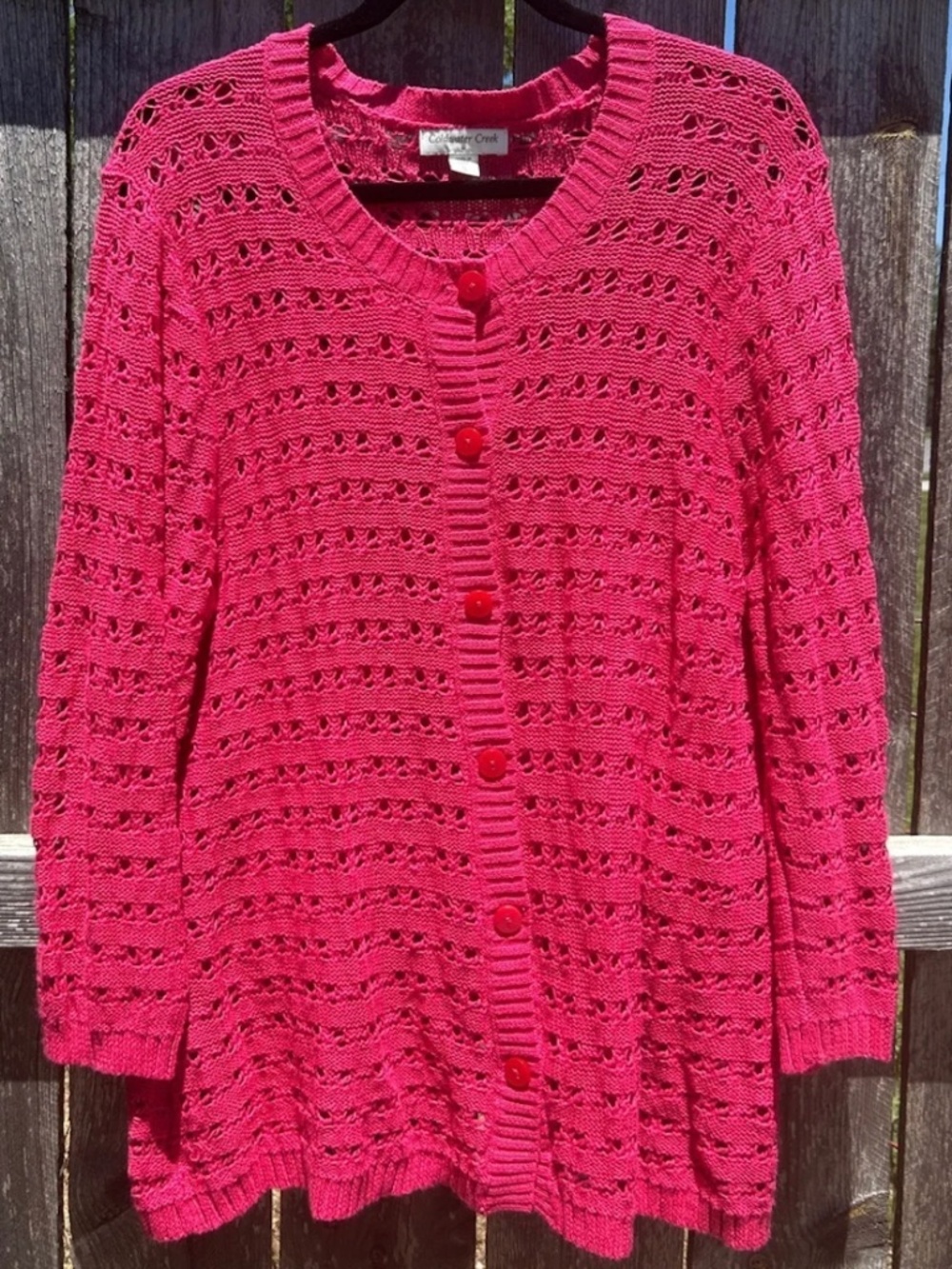Vintage 90s Coldwater Creek Ramie Cotton Crochet Open Knit Cardigan 1X